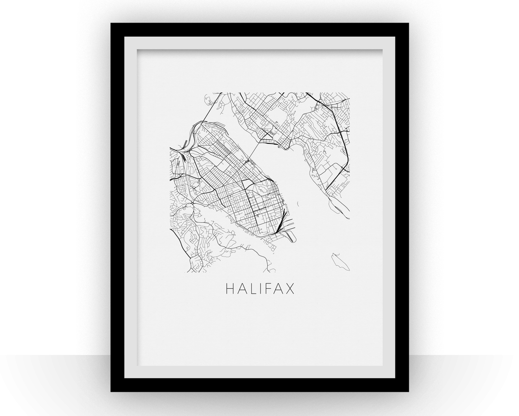 Halifax Map Black and White Print - nova scotia Black and White Map Print