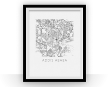 Load image into Gallery viewer, Addis Ababa Map Black and White Print - ethiopia Black and White Map Print
