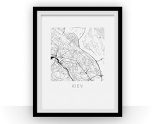 Load image into Gallery viewer, Kiev Map Black and White Print - ukraine Black and White Map Print

