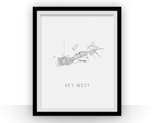 Load image into Gallery viewer, Key West Map Black and White Print - florida Black and White Map Print

