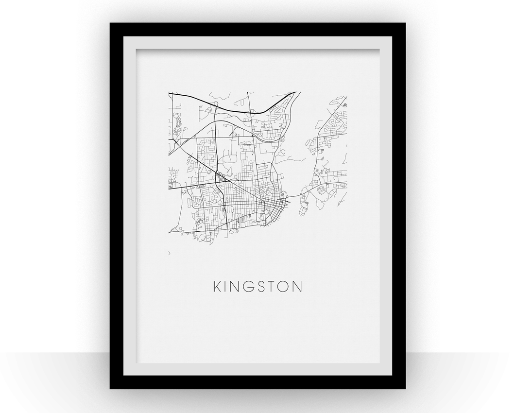 Kingston Map Black and White Print - ontario Black and White Map Print