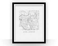 Load image into Gallery viewer, Ann Arbor Map Black and White Print - michigan Black and White Map Print

