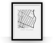 Load image into Gallery viewer, East Village Map Black and White Print - new york Black and White Map Print
