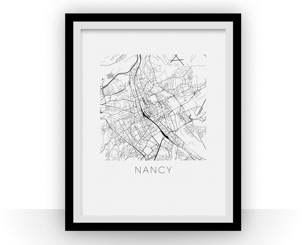 Affiche cartographique de Nancy - Style Noir et Blanc