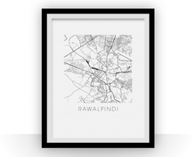 Load image into Gallery viewer, Rawalpindi Map Black and White Print - pakistan Black and White Map Print
