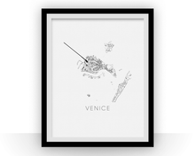 Load image into Gallery viewer, Venice Map Black and White Print - italy Black and White Map Print
