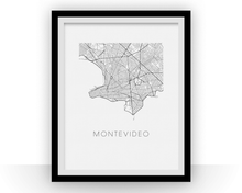 Load image into Gallery viewer, Montevideo Map Black and White Print - uruguay Black and White Map Print
