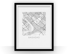 Load image into Gallery viewer, Baghdad Map Black and White Print - iraq Black and White Map Print
