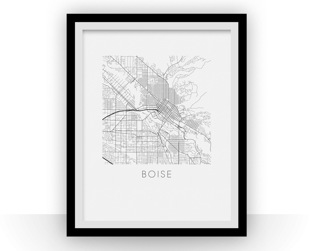 Boise Map Black and White Print - idaho Black and White Map Print