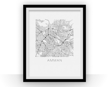 Charger l&#39;image dans la galerie, Affiche cartographique de Amman - Style Noir et Blanc
