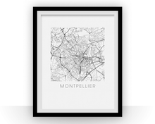 Charger l&#39;image dans la galerie, Affiche cartographique de Montpellier - Style Noir et Blanc
