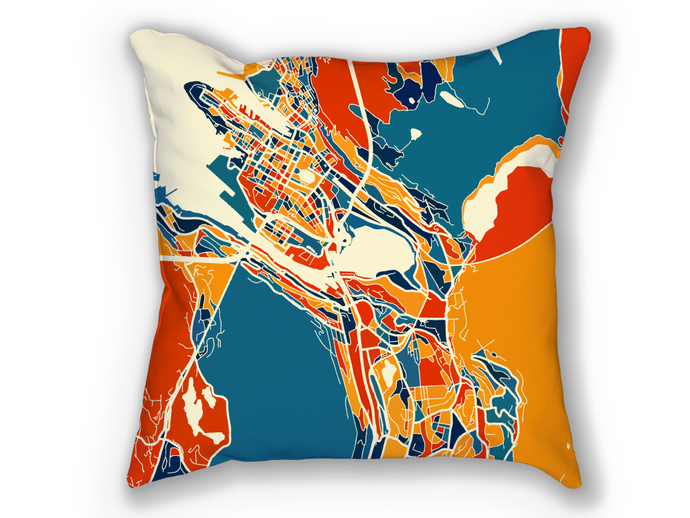 Bergen Map Pillow - Norway Map Pillow 18x18