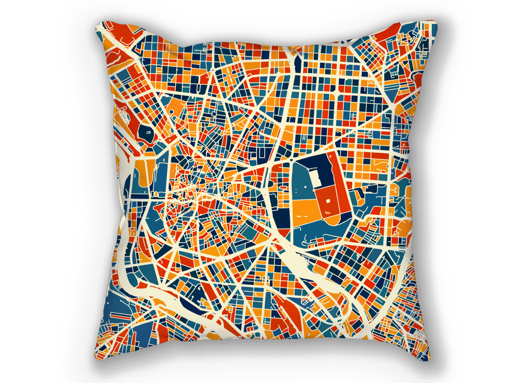 Madrid Map Pillow - Spain Map Pillow 18x18
