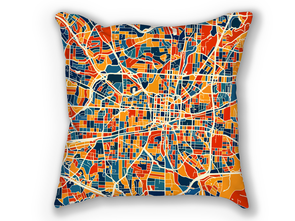 Greensboro Map Pillow - North Carolina Map Pillow 18x18