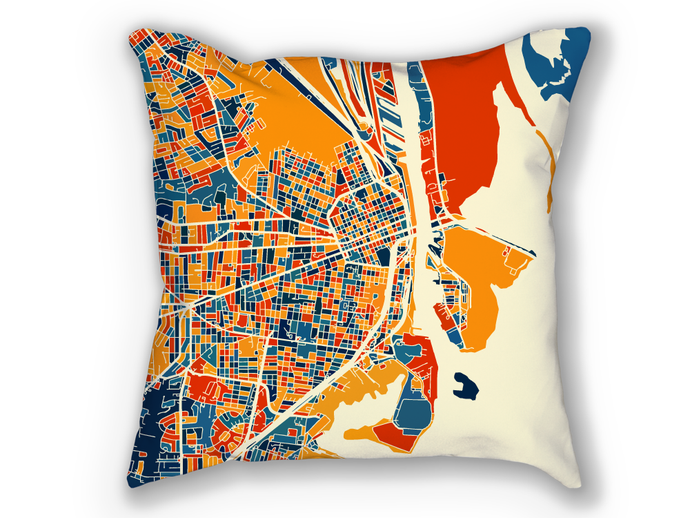 Mobile Map Pillow - Alabama Map Pillow 18x18