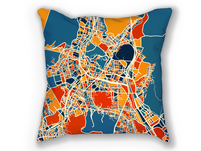 Busan Map Pillow - Korea Map Pillow 18x18