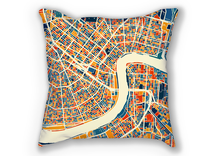 New Orleans Map Pillow - No Map Pillow 18x18