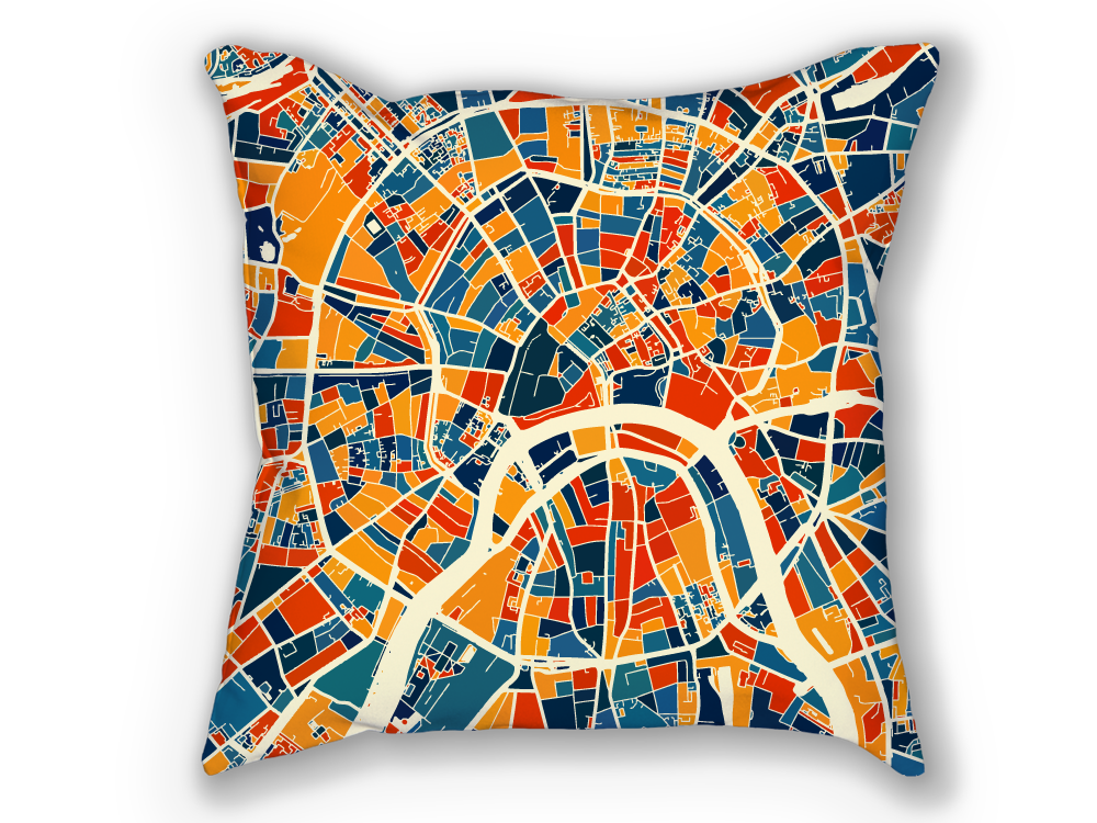 Moscow Map Pillow - Russia Map Pillow 18x18