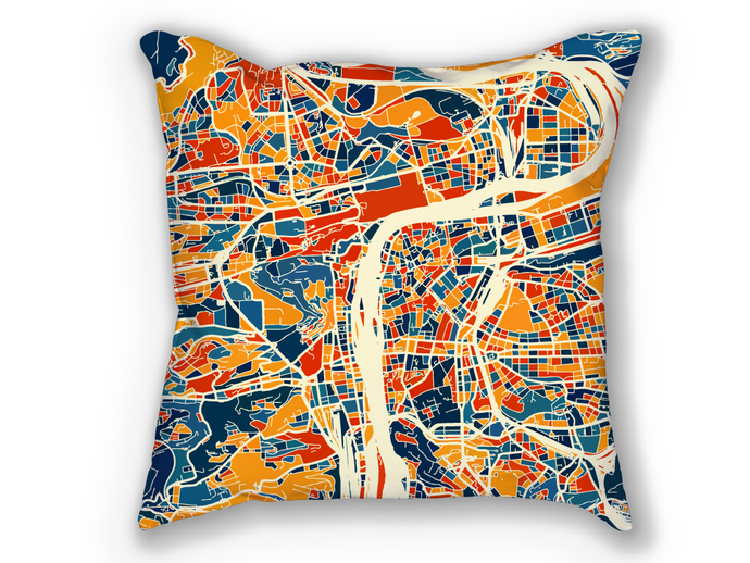 Prague Map Pillow - Czech Map Pillow 18x18