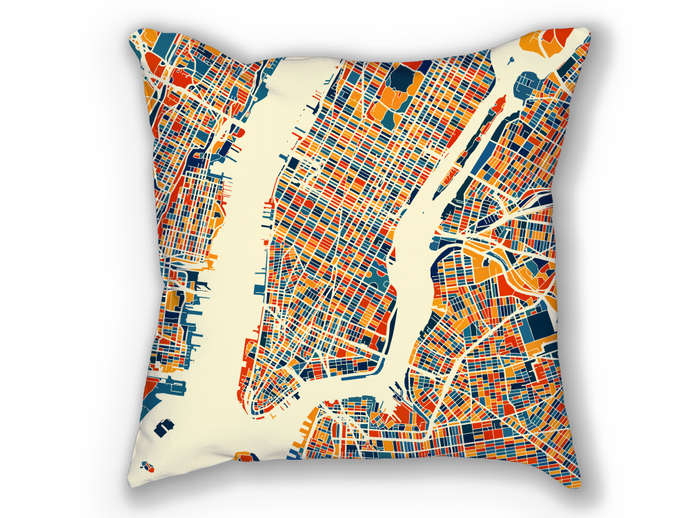 New York City Map Pillow - New York Map Pillow 18x18