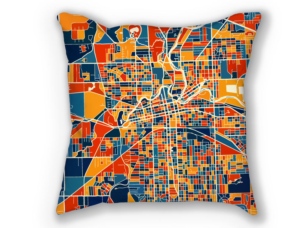 Fort Wayne Map Pillow - Indiana Map Pillow 18x18