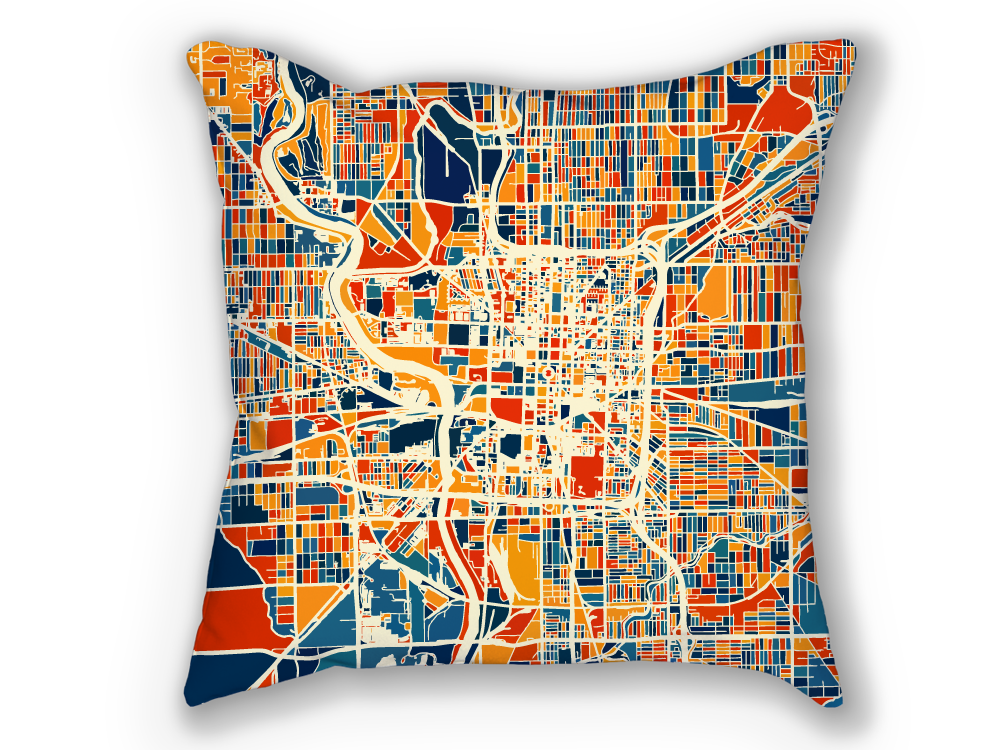 Indianapolis Map Pillow - Indy Map Pillow 18x18