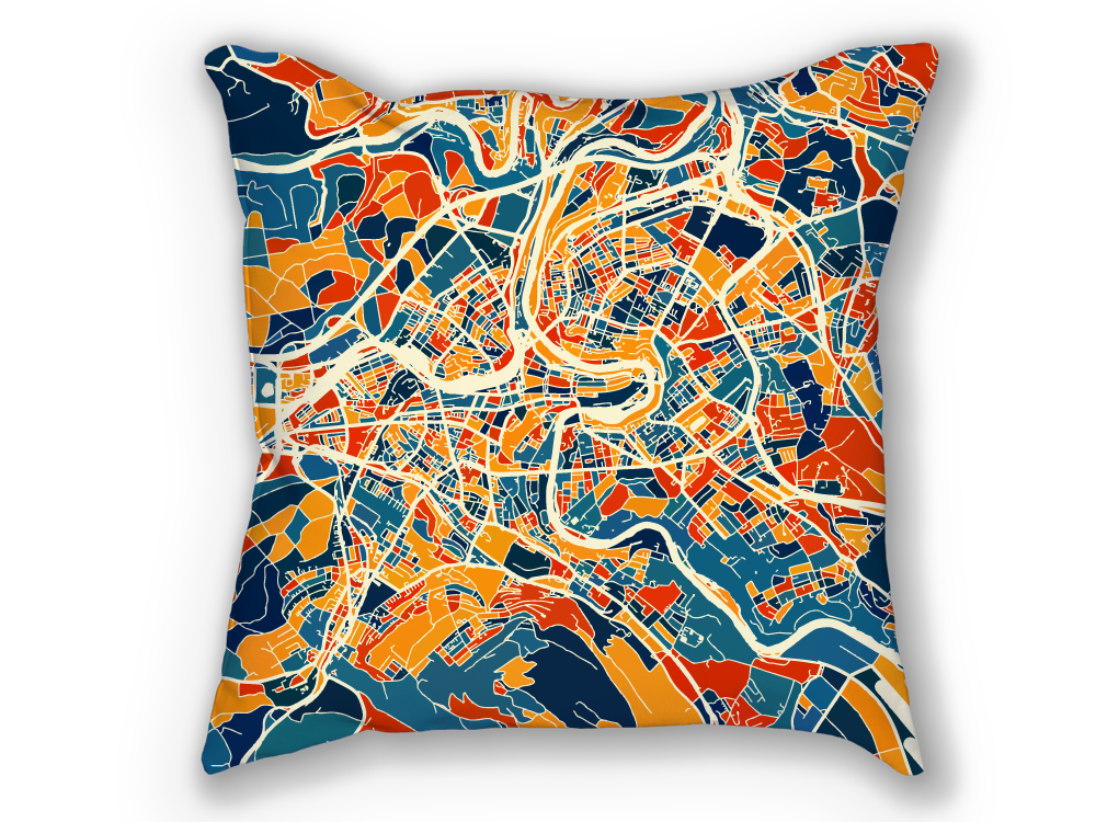 Bern Map Pillow - Switzerland Map Pillow 18x18