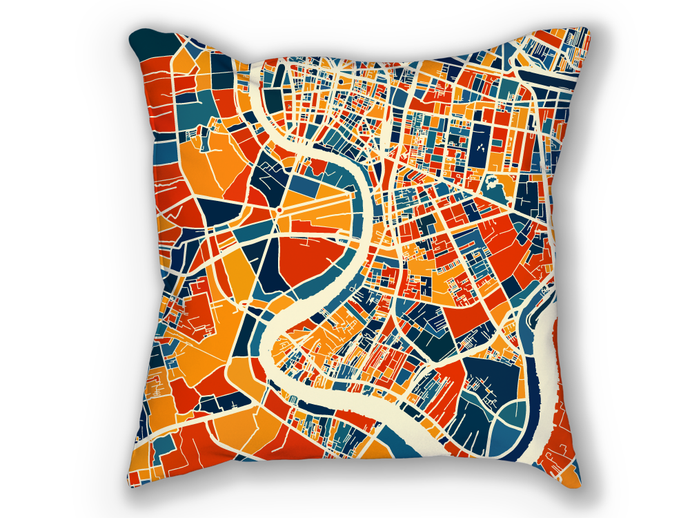 Bangkok Map Pillow - Thailand Map Pillow 18x18
