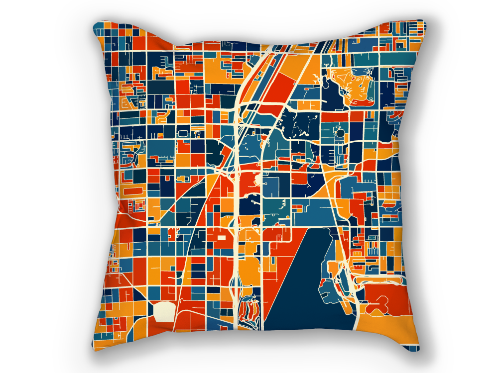 Las Vegas Map Pillow - Lv Map Pillow 18x18