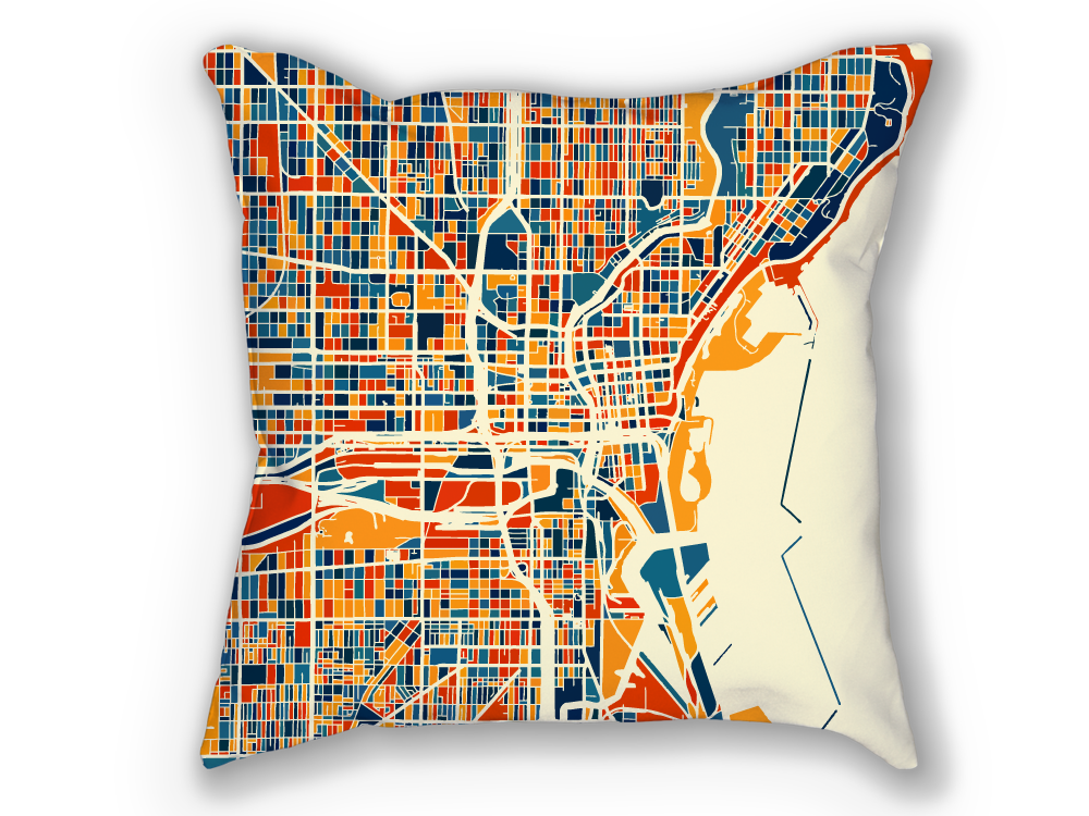 Milwaukee Map Pillow - Wisconsin Map Pillow 18x18