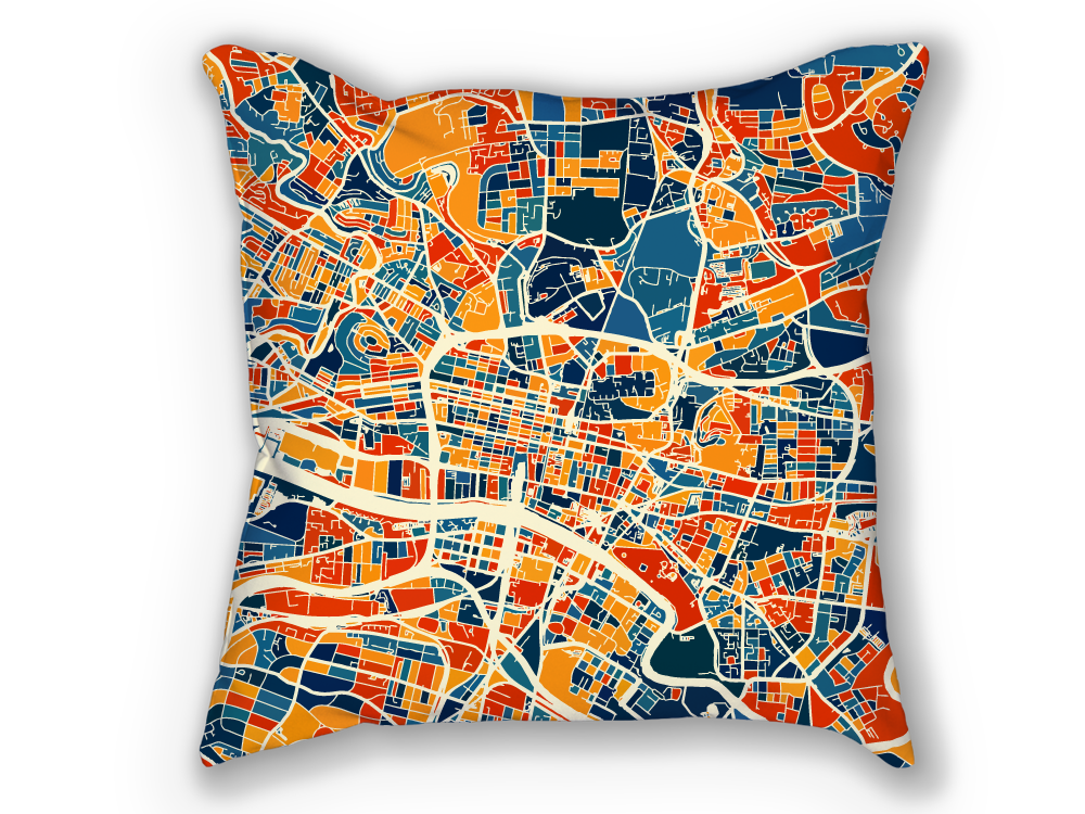 Glasgow Map Pillow - Scotland Map Pillow 18x18