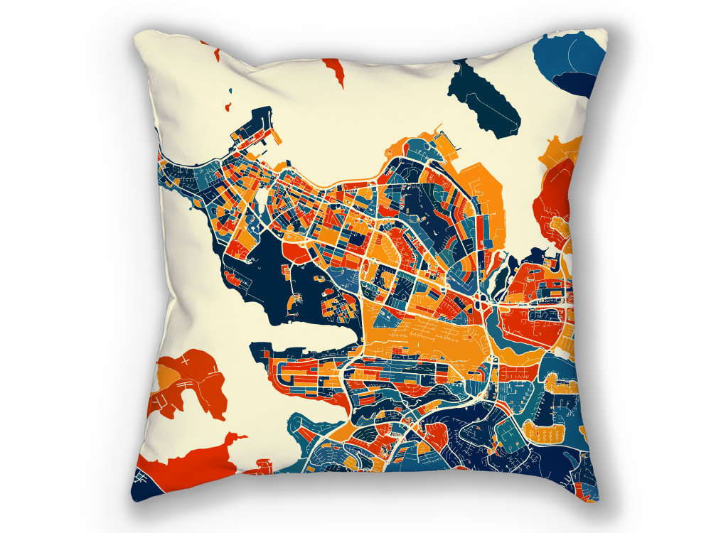 Reykjavik Map Pillow - Iceland Map Pillow 18x18