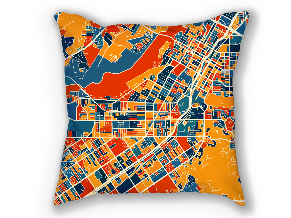 Riverside Map Pillow - California Map Pillow 18x18