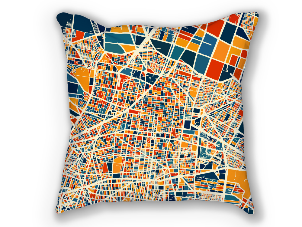 Mexico City Map Pillow - Mexico Map Pillow 18x18