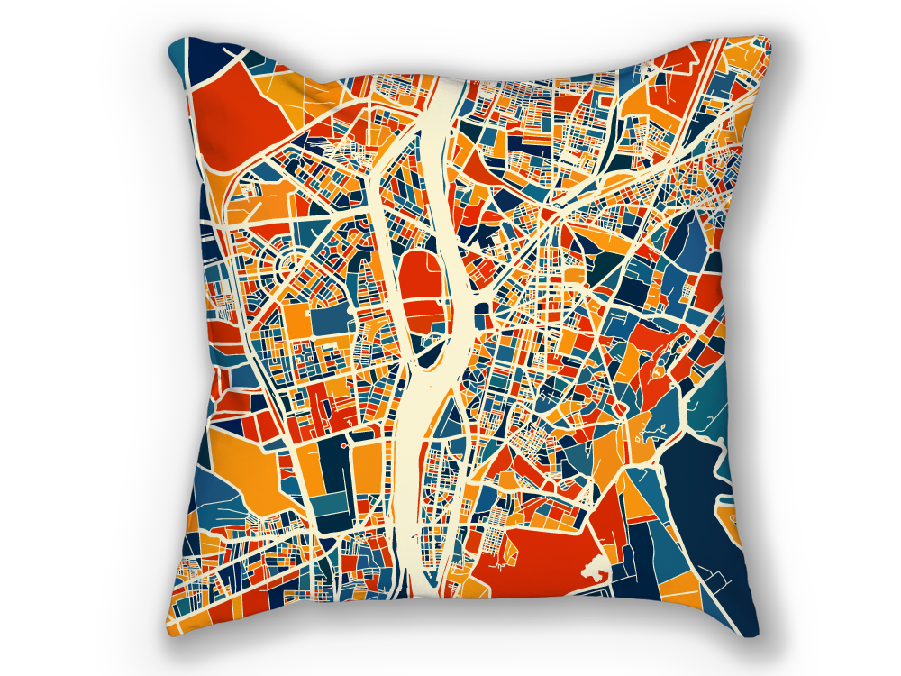 Cairo Map Pillow - Egypt Map Pillow 18x18