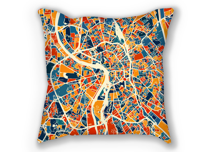 Toulouse Map Pillow - France Map Pillow 18x18
