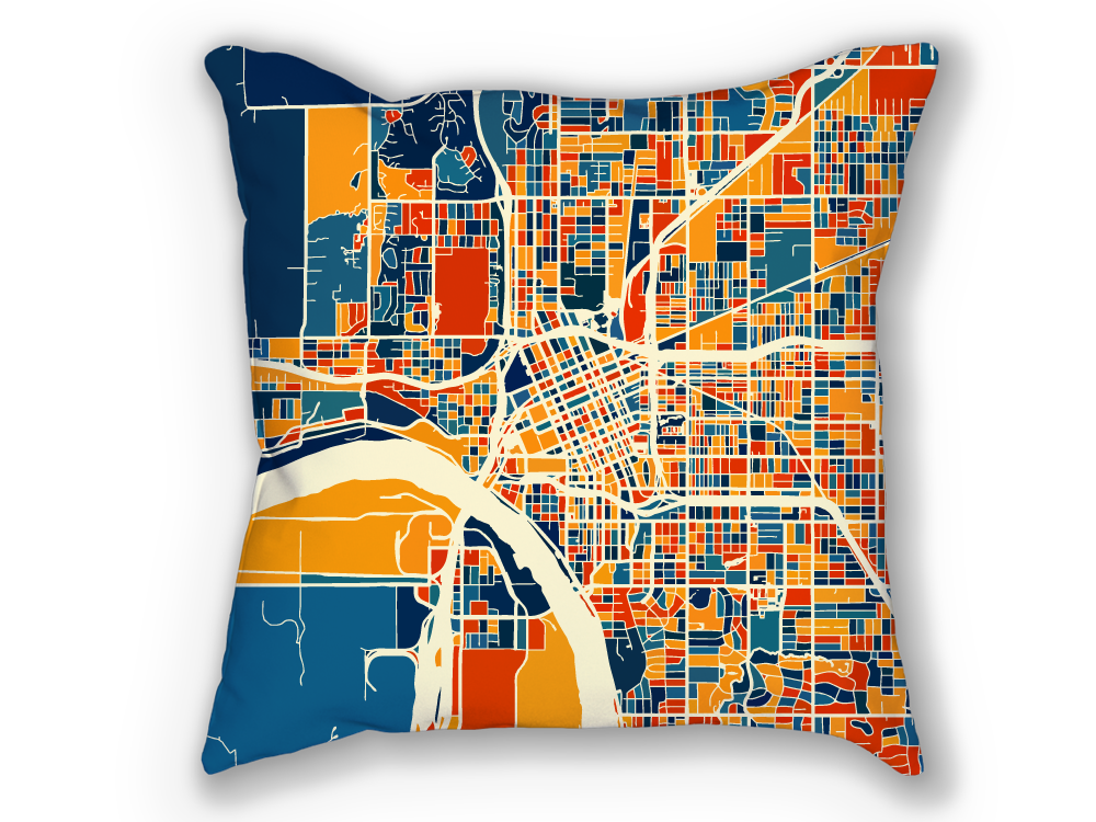 Tulsa Map Pillow - Oklahoma Map Pillow 18x18