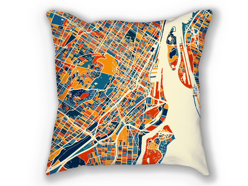 Montreal Map Pillow - Mtl Map Pillow 18x18