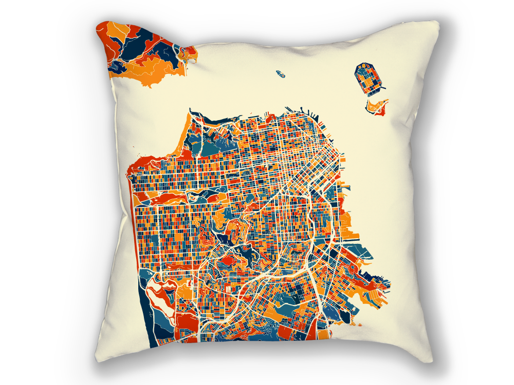 San Francisco Map Pillow - California Map Pillow 18x18