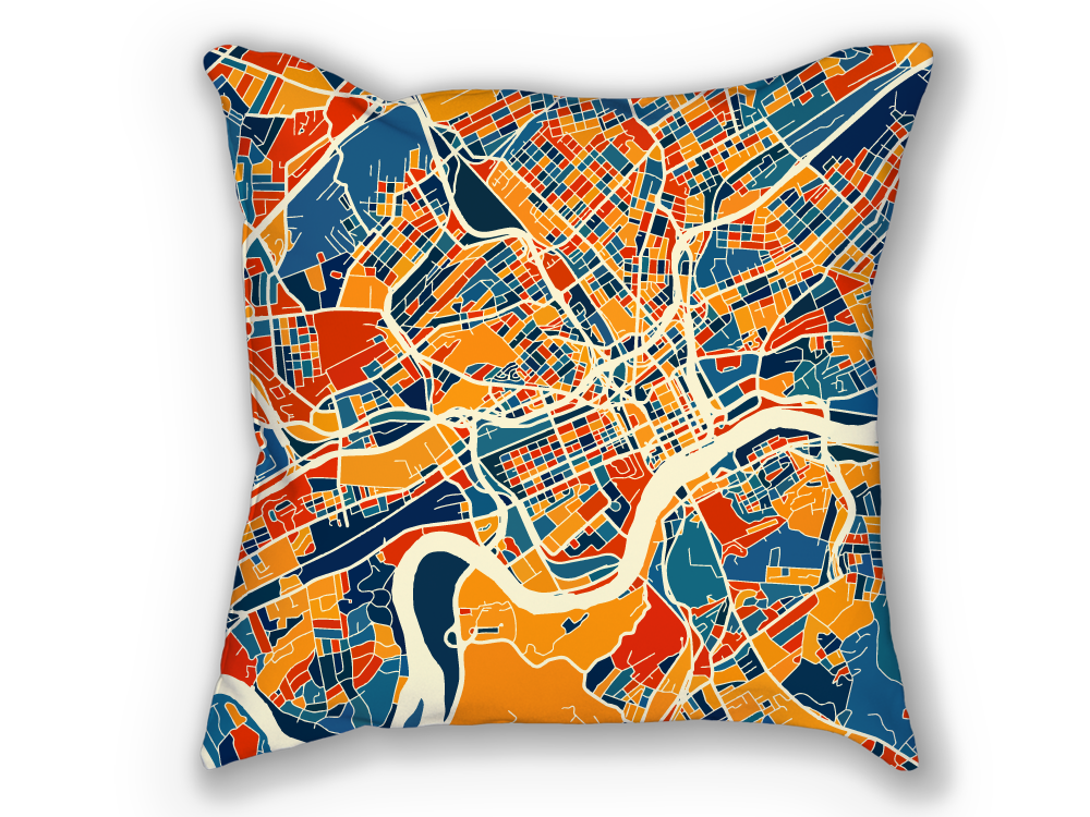 Knoxville Map Pillow - Tennessee Map Pillow 18x18