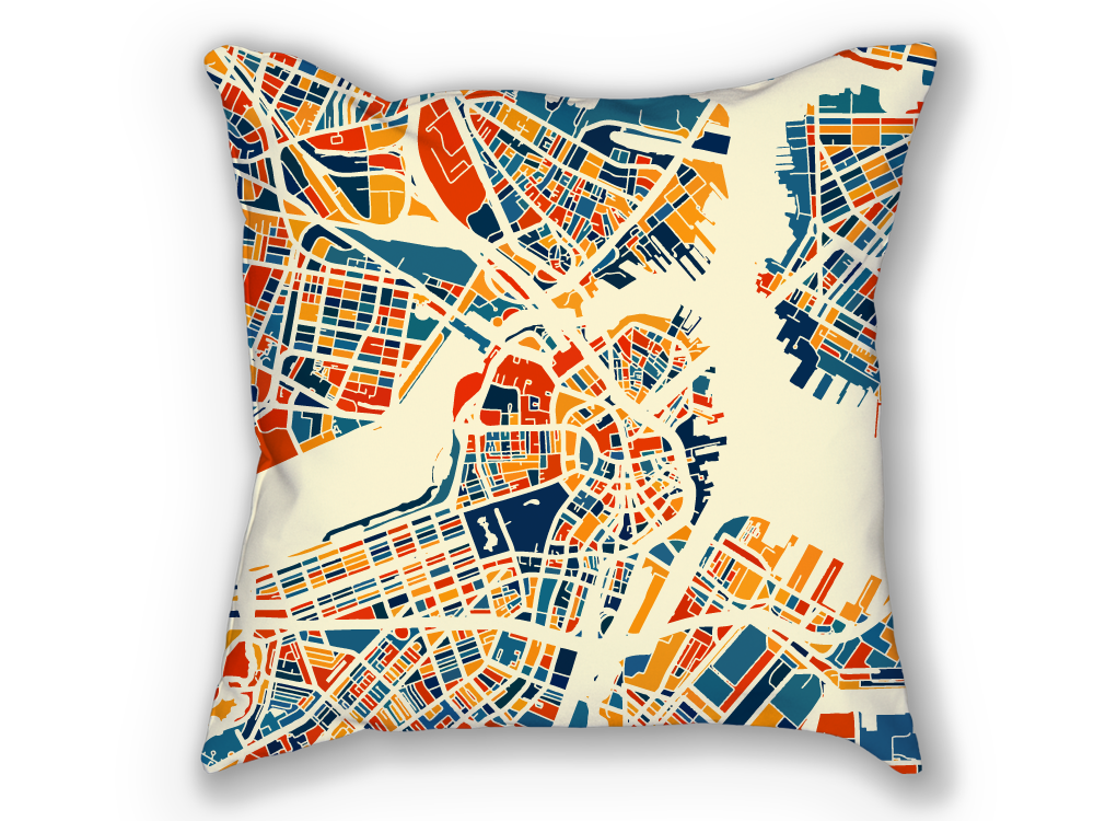 Boston Map Pillow - Massachusetts Map Pillow 18x18