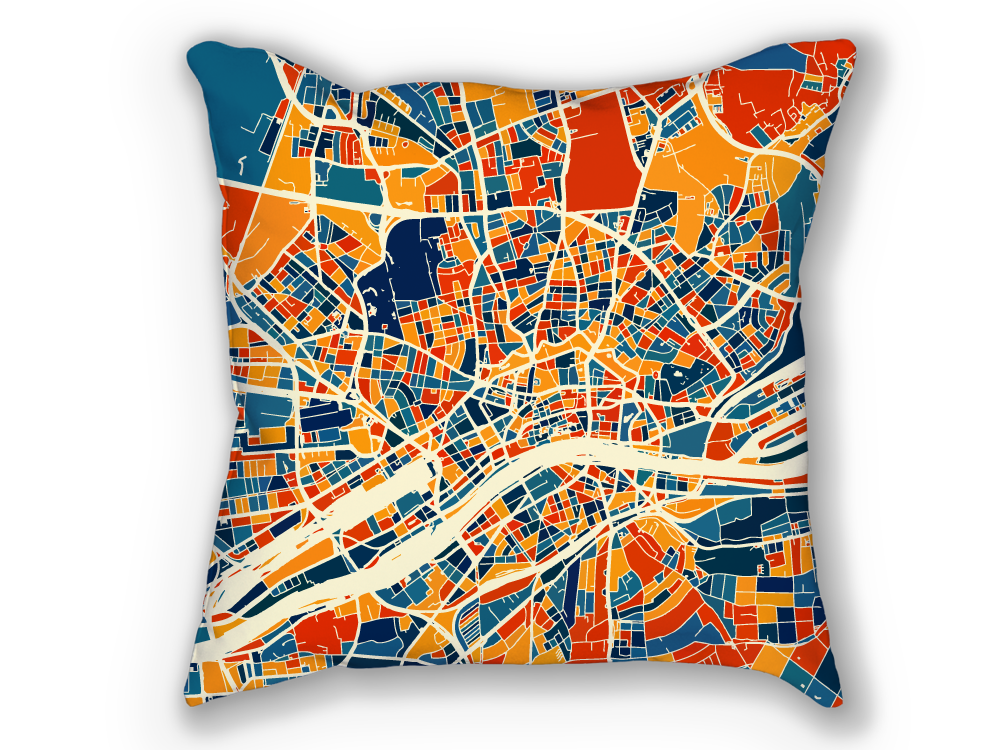 Frankfurt Map Pillow - Germany Map Pillow 18x18