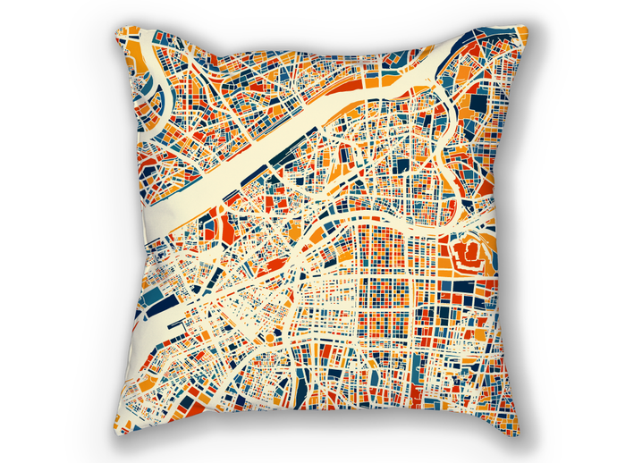 Osaka Map Pillow - Japan Map Pillow 18x18