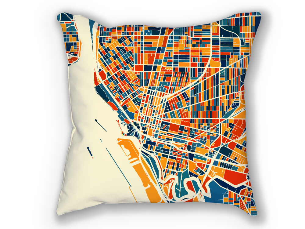 Buffalo Map Pillow - New York Map Pillow 18x18
