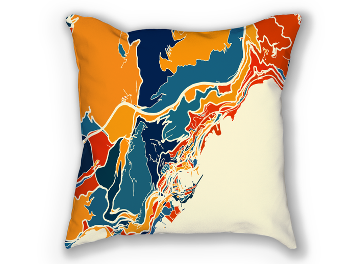 Monaco Map Pillow - Montecarlo Map Pillow 18x18