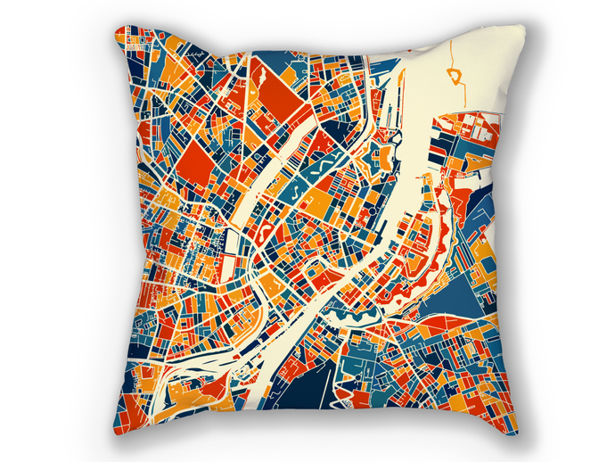 Copenhagen Map Pillow - Kobenhavn Map Pillow 18x18