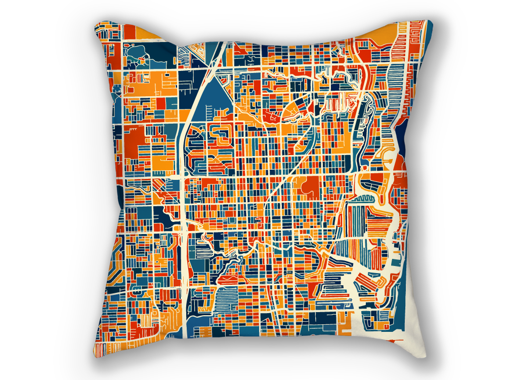 Fort Lauderdale Map Pillow - Fort Lauderdale Map Pillow 18x18