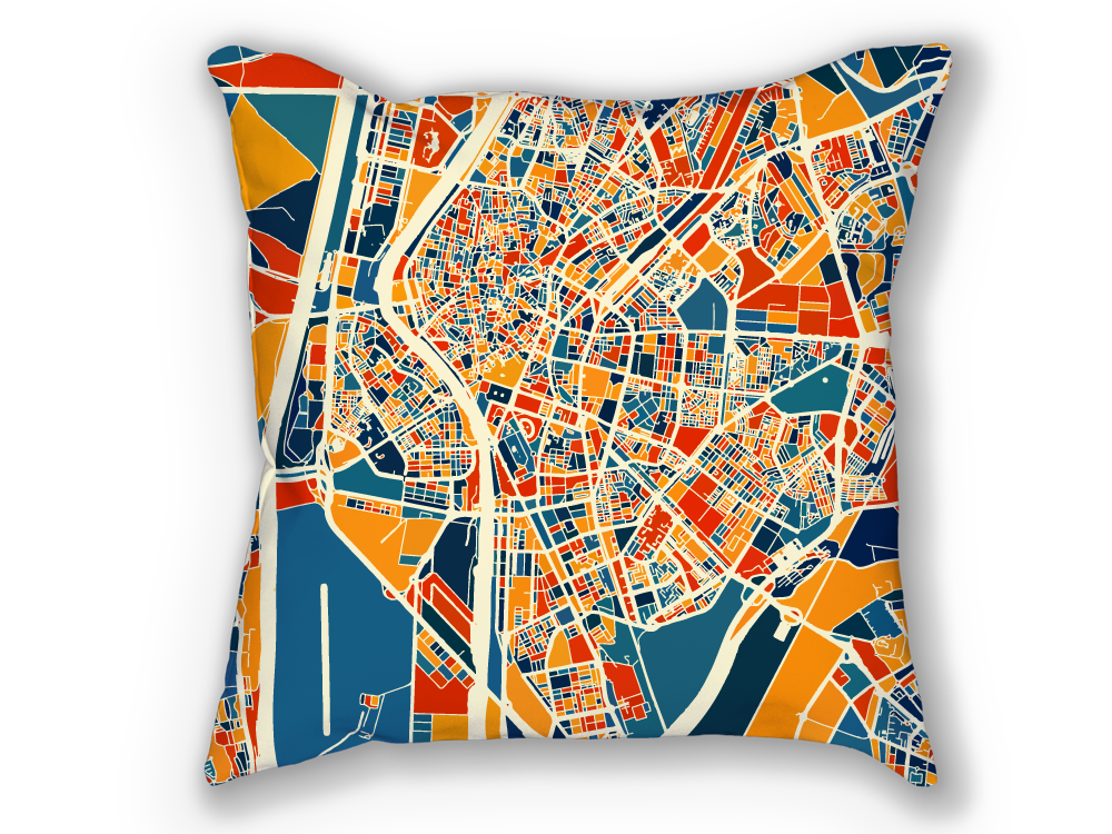 Sevilla Map Pillow - Spain Map Pillow 18x18