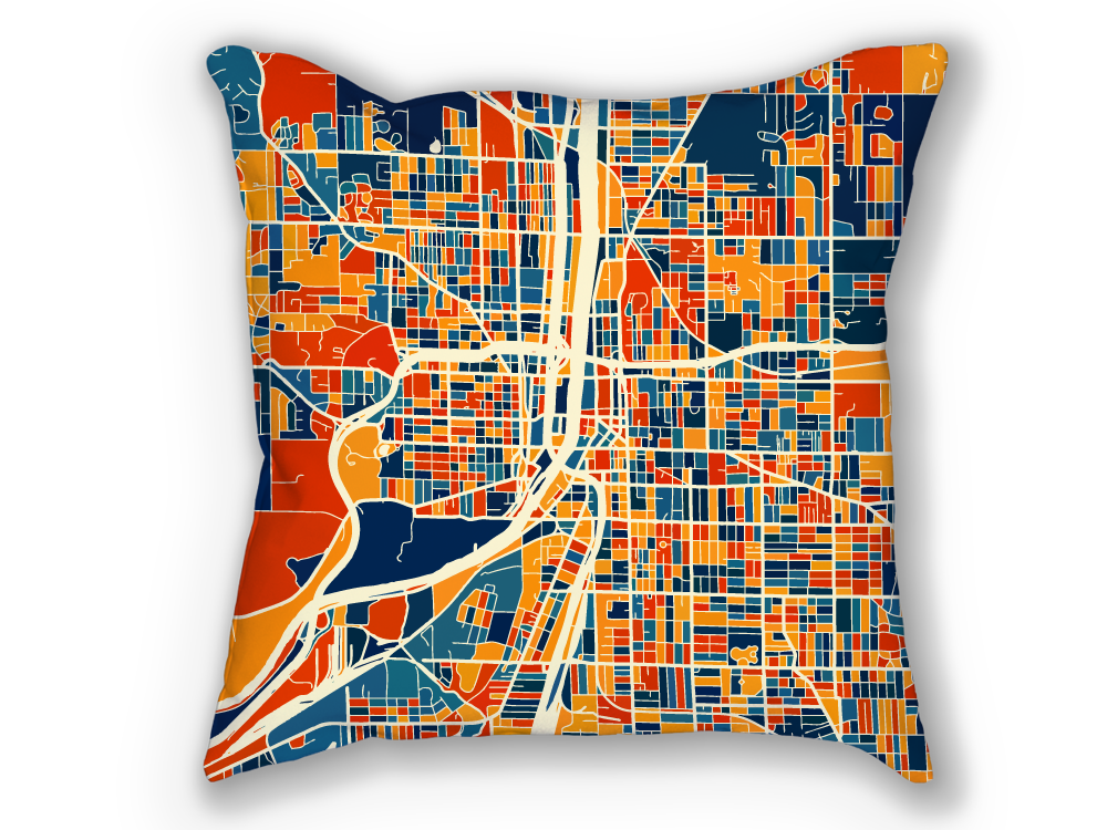 Grand Rapids Map Pillow - Michigan Map Pillow 18x18