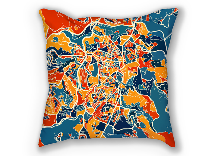 Jerusalem Map Pillow - Israel Map Pillow 18x18